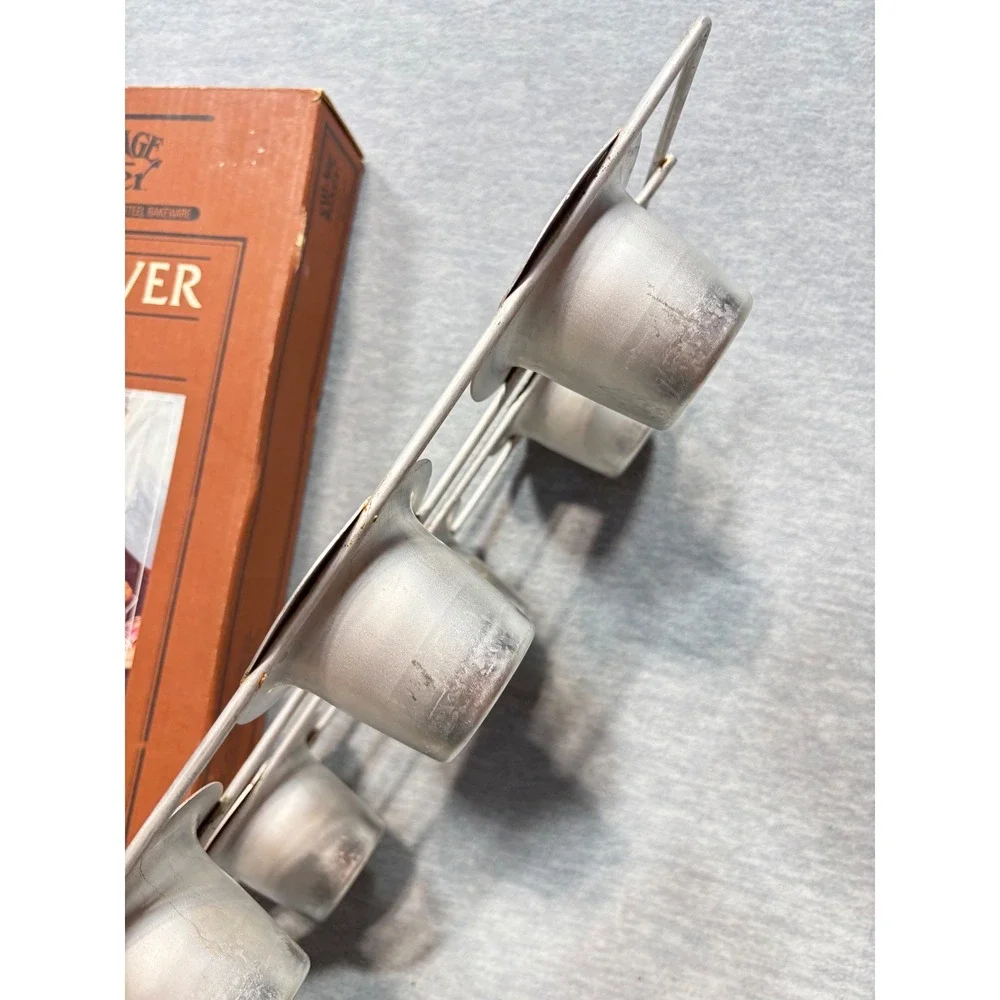 Village Baker Commercial Weight Tinned‎ Steel 6 Cup Popover Pan Vintage Bakeware